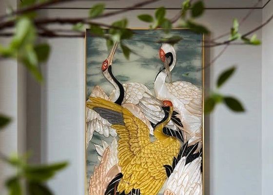 El panel de cristal esmaltado esmaltado revestido de cerámica de la decoración con los pájaros