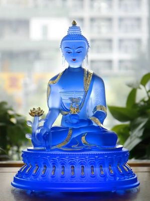 Oriental Liuli tradicional Sapphire Vivid Crystal Buddha