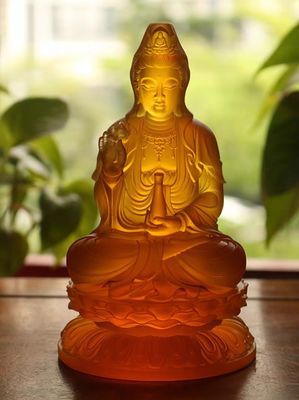 Oriental Liuli tradicional Sapphire Vivid Crystal Buddha